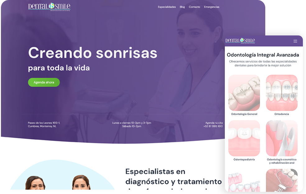Servicio de Diseño UI/UX, Sitio web, WordPress para Dental Smile
