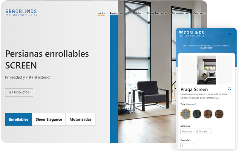 Servicio de Diseño UI/UX, Sitio web, E-commerce para Ergoblinds