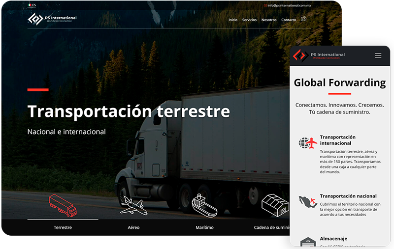 Servicio de Diseño UI/UX, Sitio web para PS International